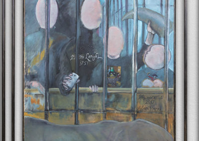 Rhinocerus 2017, peinture montée sur toile avec cadre-portant et barreaux latéraux. 140 par 230 cm